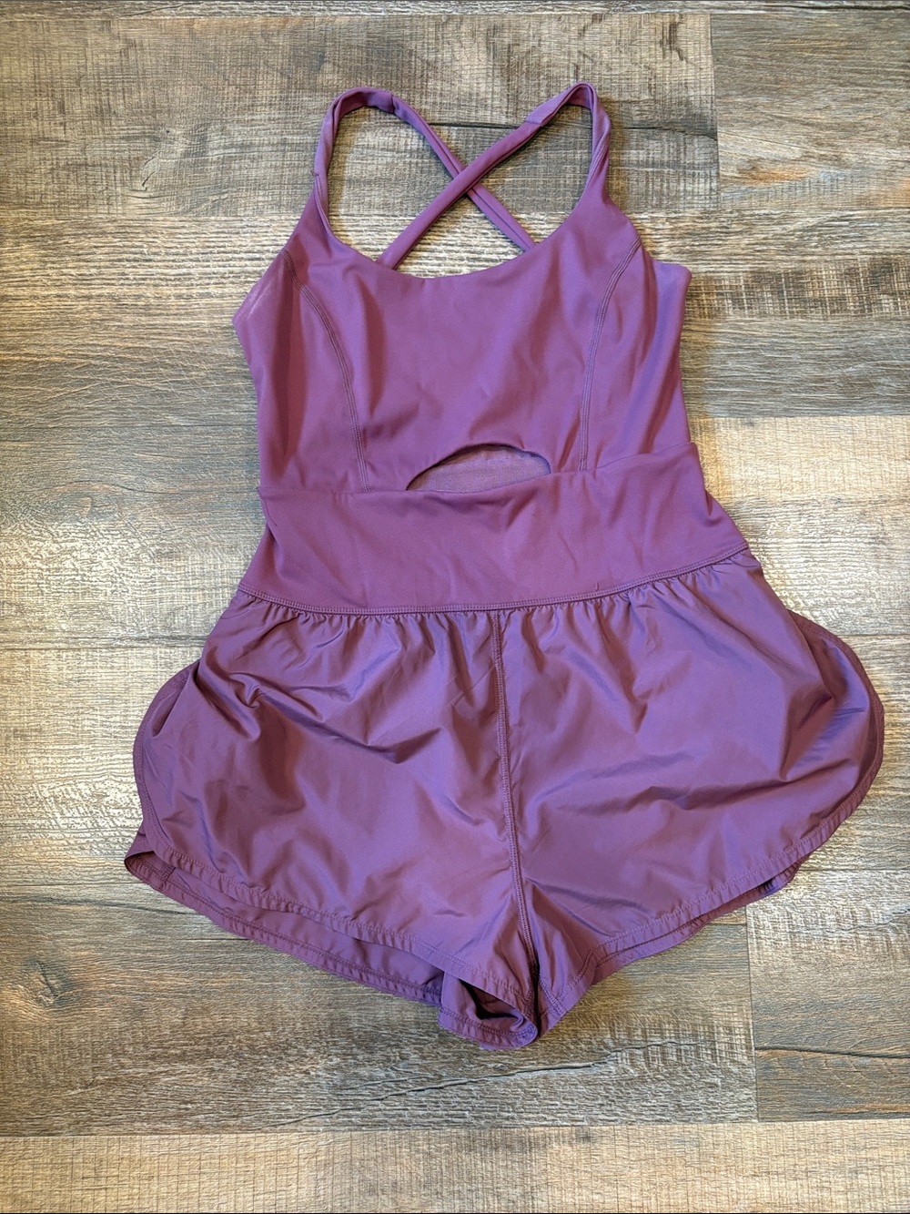 Free People Mauve Crossback Romper with Skirted Shorts